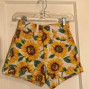 american apparel print high waist denim cuff short